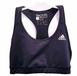 Adidas Sports Bra Girls Size Small 8 10 Black techfit Youth